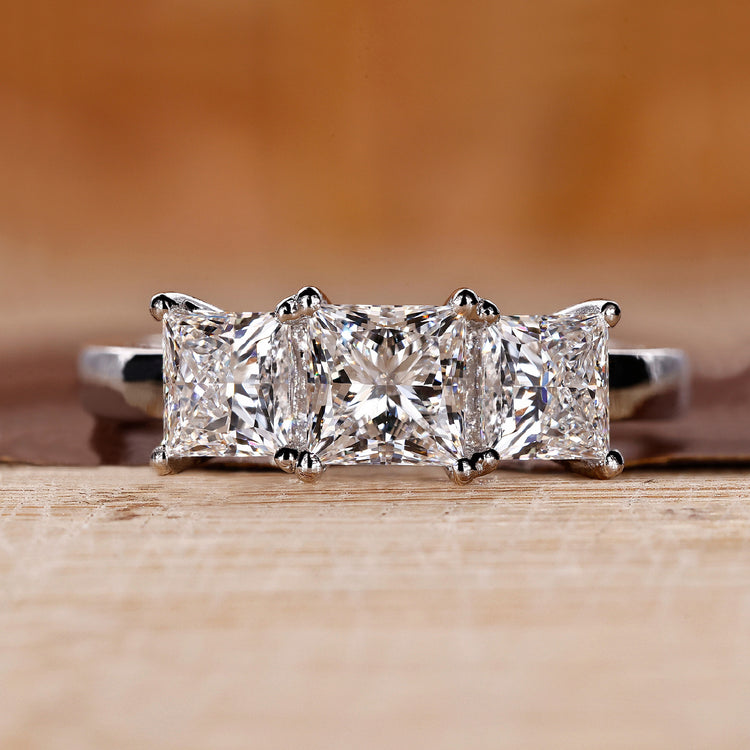 3 Stone Princess Cut Diamond Engagement Ring