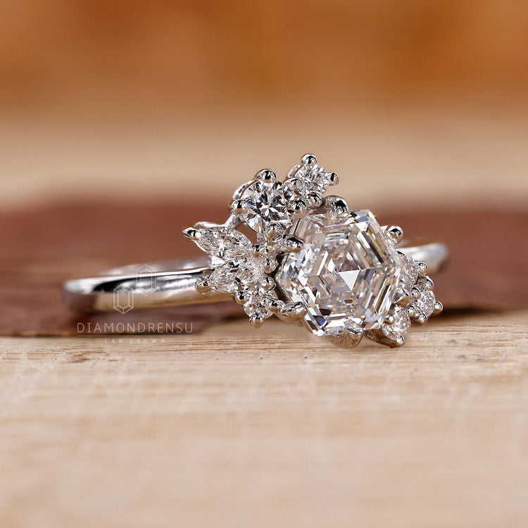 Buy engagement ring with hexagon ring style.
