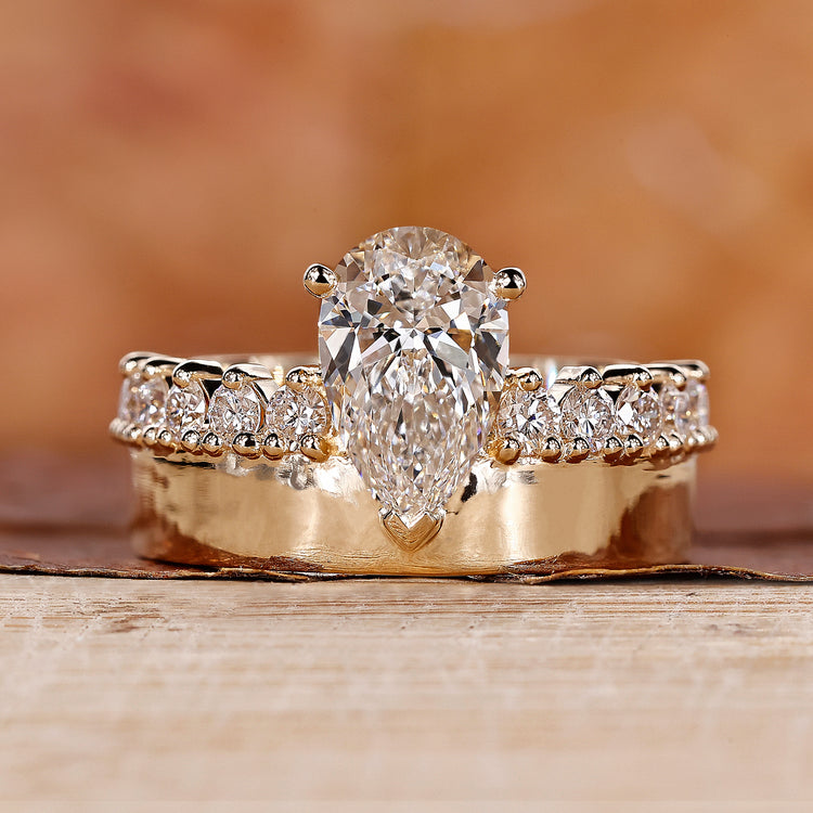 Pear Shaped Ring Diamond with V prong ring