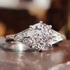 Jubilee cut moissanite engagement ring.