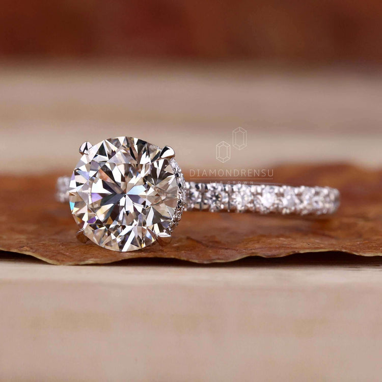 A modern hidden halo engagement ring designed for women who love luxury.