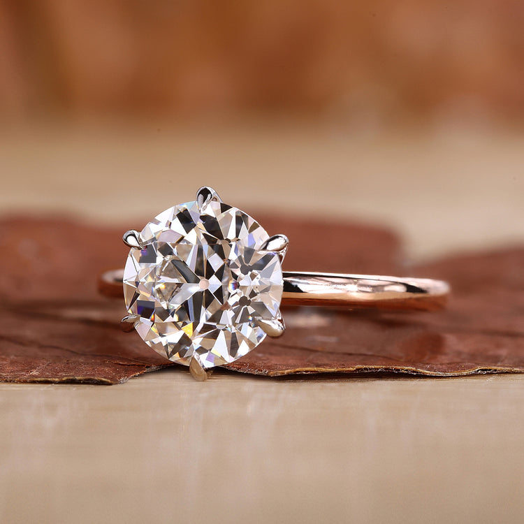 Round Diamond Engagement Ring with Round Old European Cut Ring