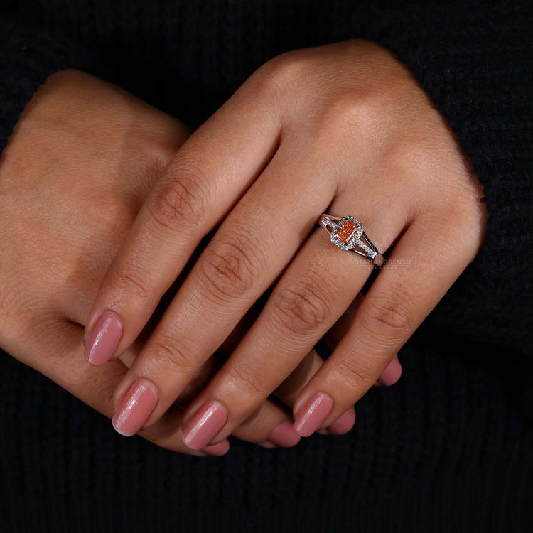 White gold engagement ring with a halo ring ring design, perfect for a radiant diamond ring style.