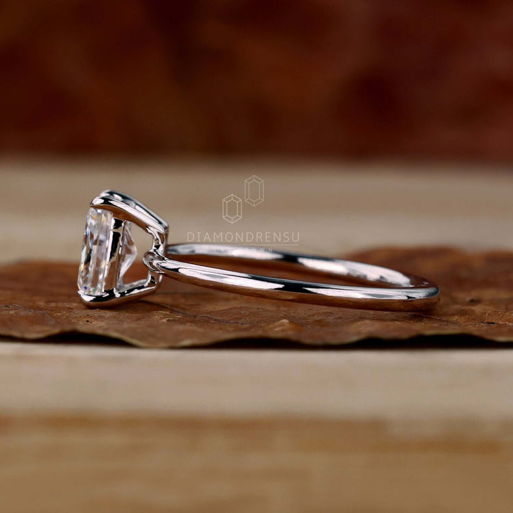 Radiant cut diamond ring in a unique design, ideal for UK engagements.