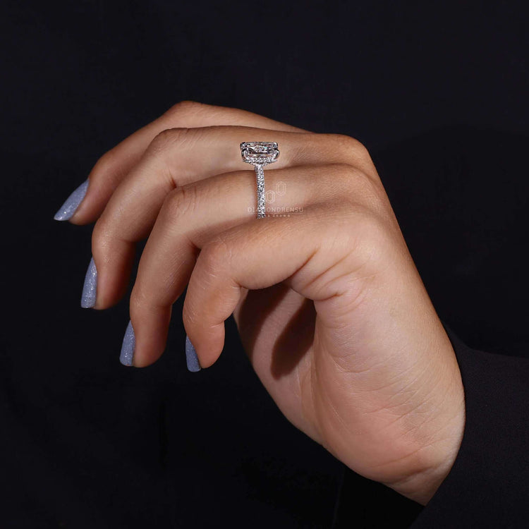 Hidden halo diamond ring crafted for modern elegance.