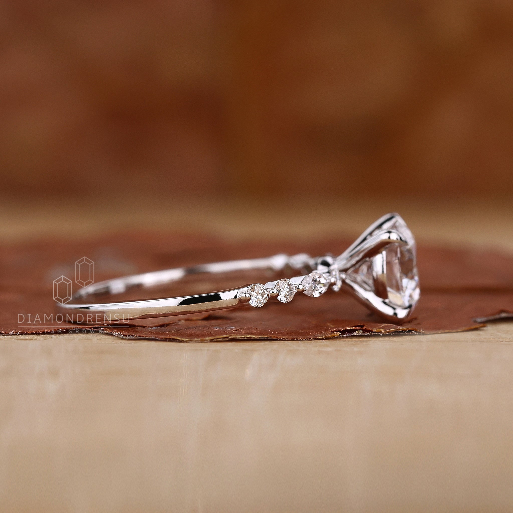 Marquise and round cut pave band ring.