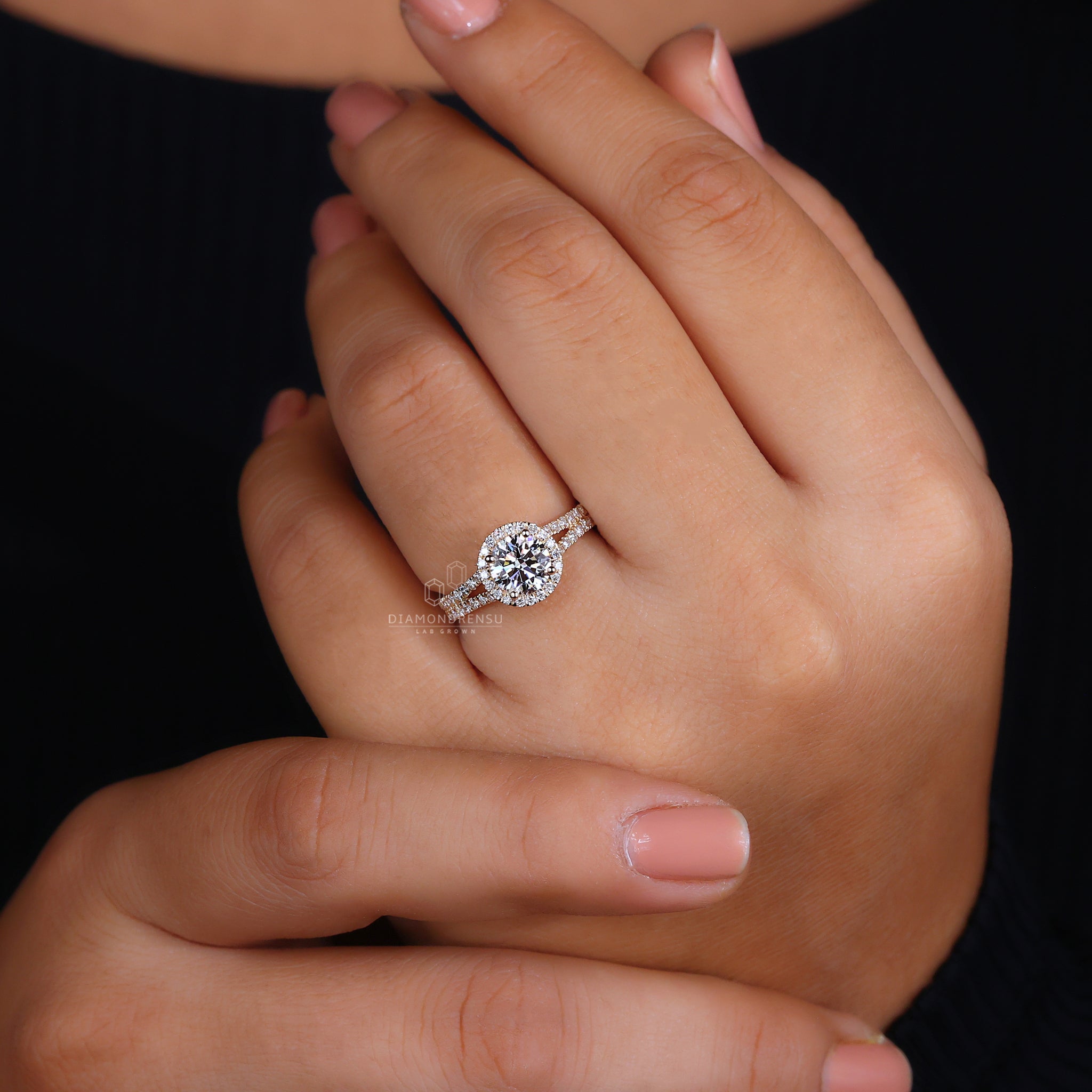 Buy engagement ring with split shank band.