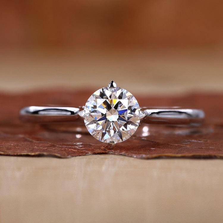 White gold solitaire ring with a stunning round diamond.