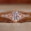 Elongated Cushion Engagement Ring with a stunning split shank pave setting for timeless elegance.