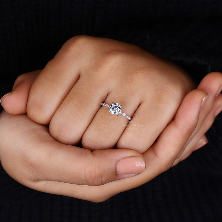 IGI certified round diamond engagement ring.