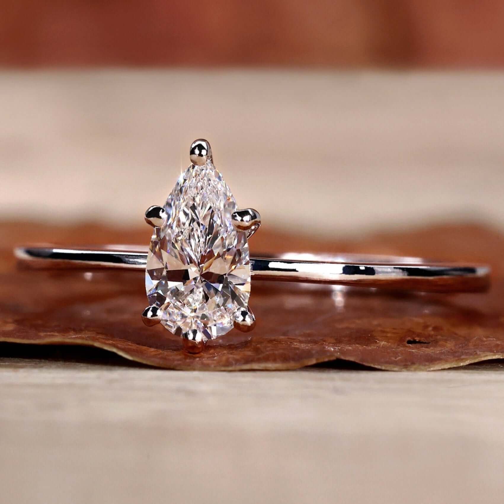 Pear Diamond Engagement Ring in a classic prong setting design.