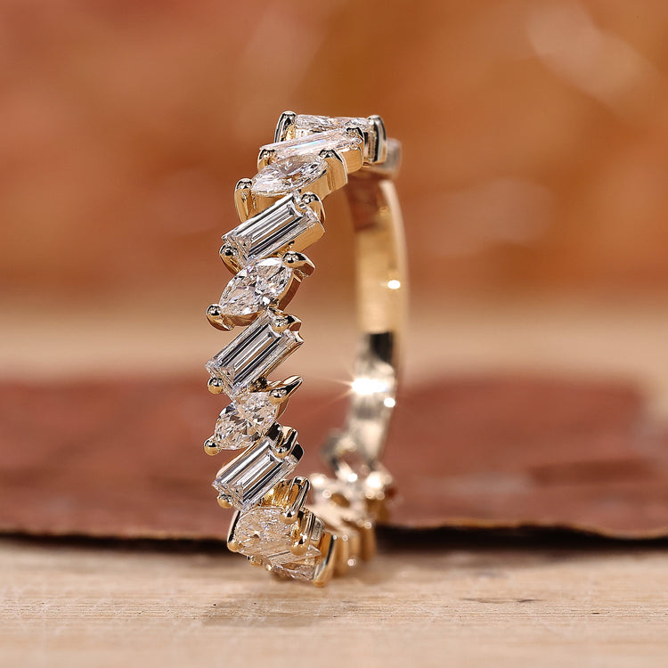 Baguette and marquise diamond wedding band.