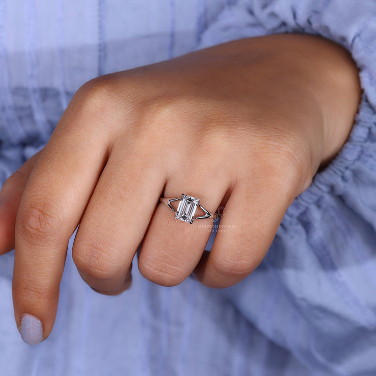 Lab grown diamond in a unique handmade ring.
