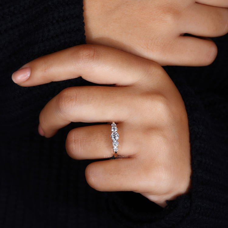 UK wedding band with lab grown round diamonds