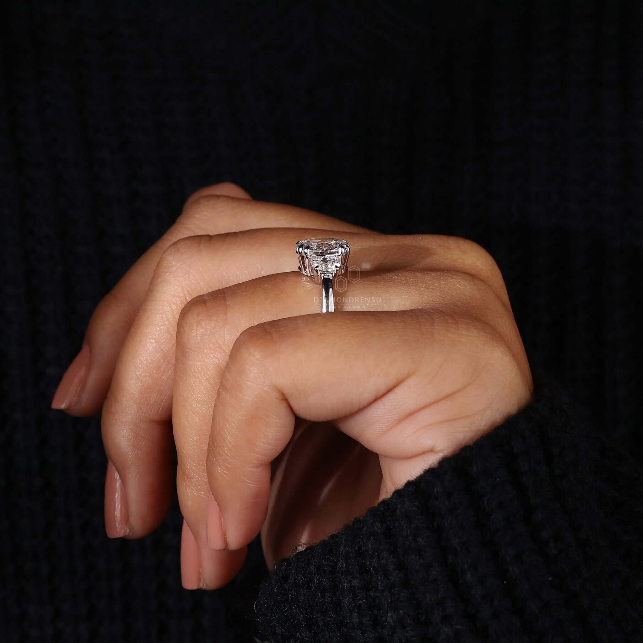 3 diamond ring featuring oval diamond with handmade details, ideal for a unique diamond ring uk design.