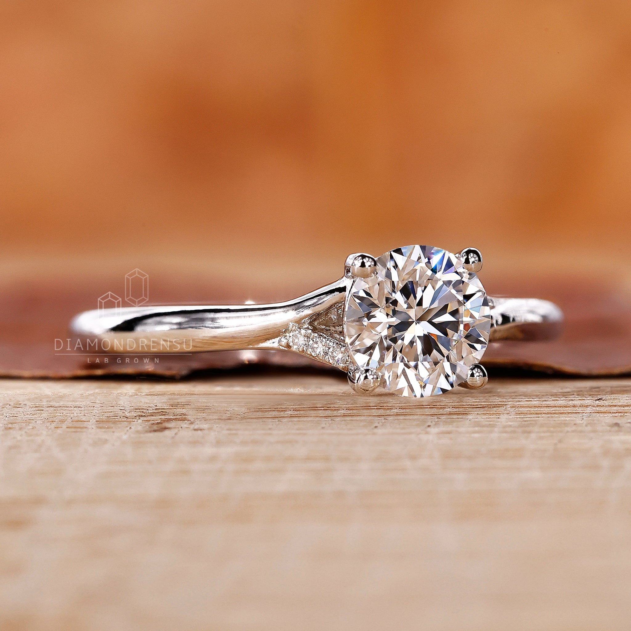 Custom engagement ring in round diamond ring style