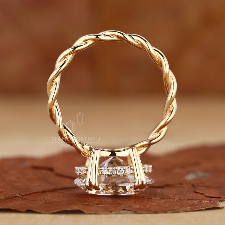 Handmade ring featuring twisted shank engagement ring