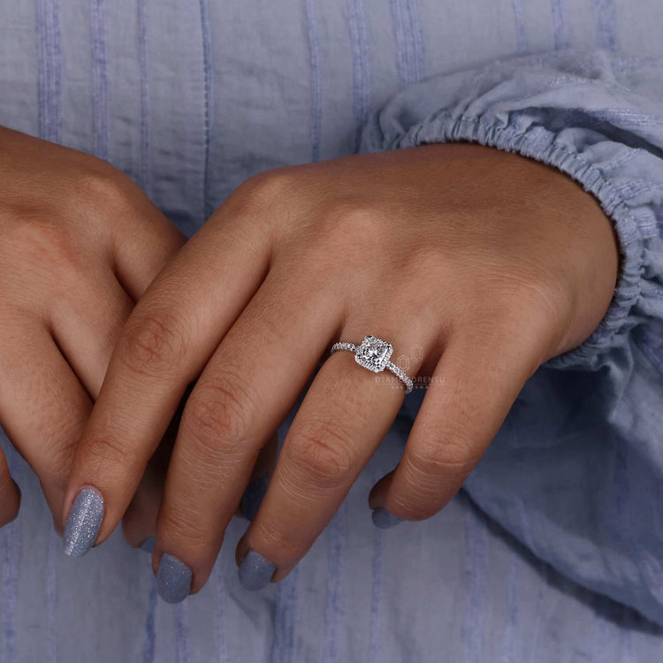 Elegant princess cut ring with a classic design and modern touch.