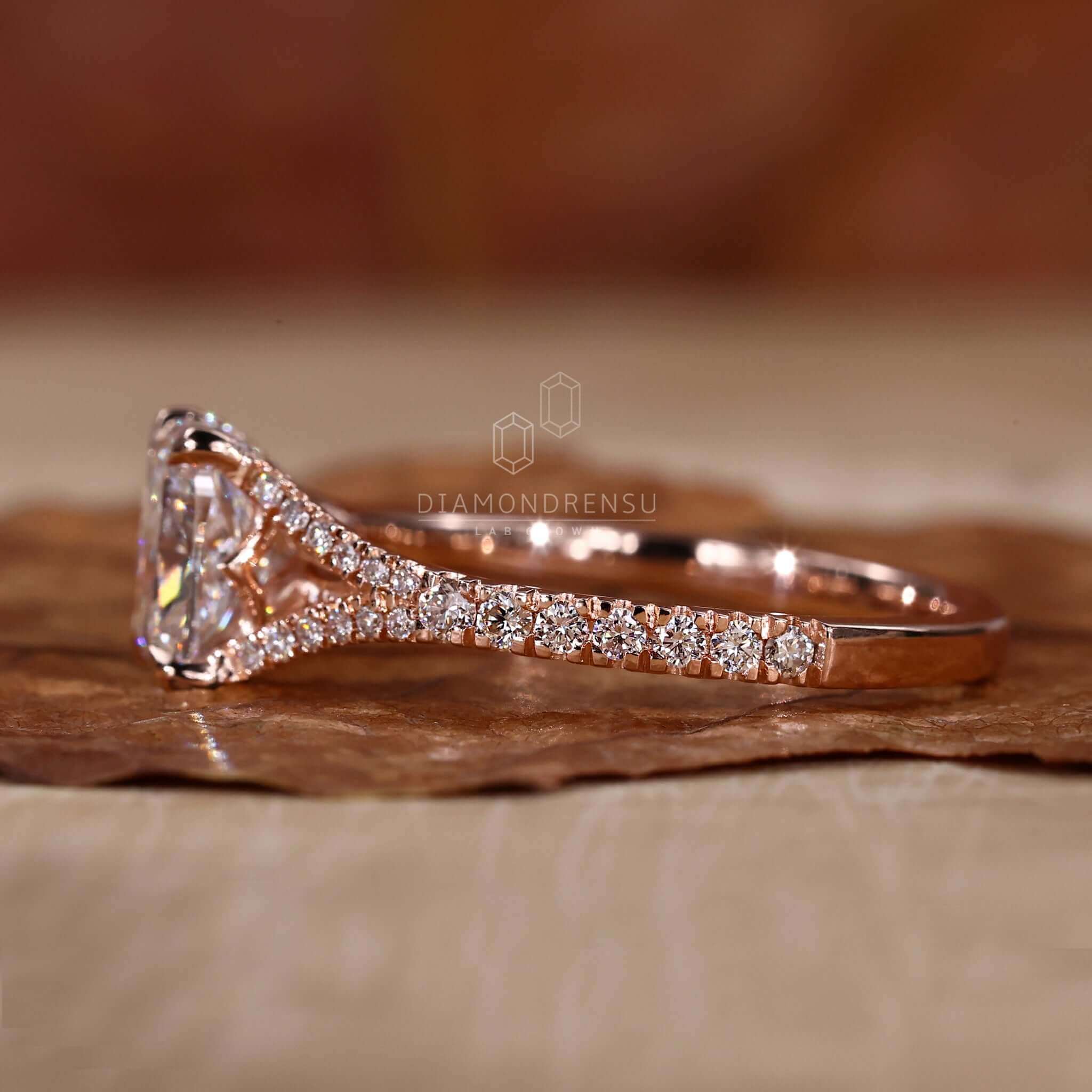 Pave ring with pave diamonds and a cathedral setting ring designed to enhance every special moment.