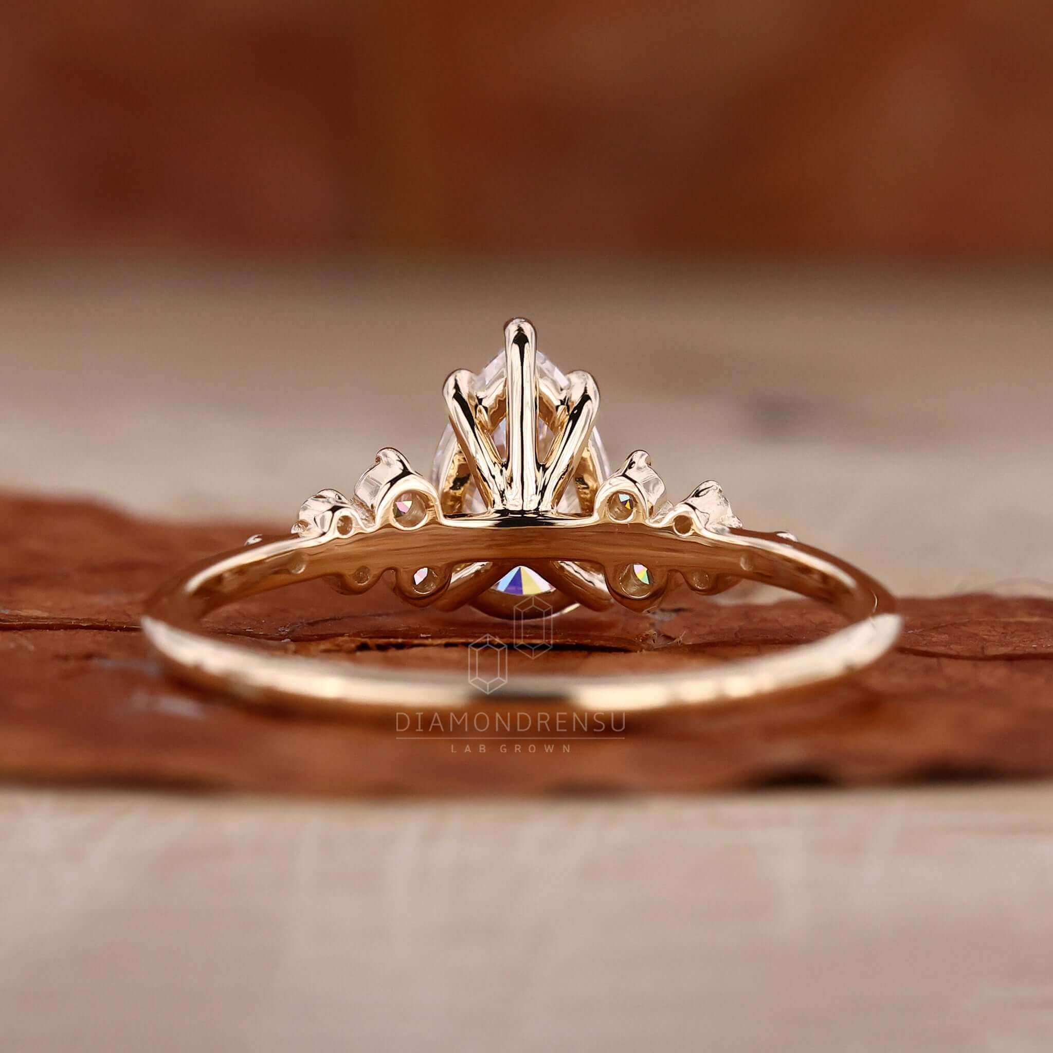 Round cut diamond ring crafted with an elegant yellow gold band.