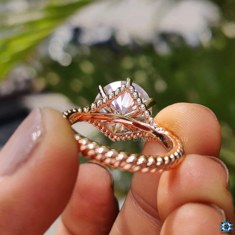 Round cut solitaire ring crafted for UK engagement ring collection.