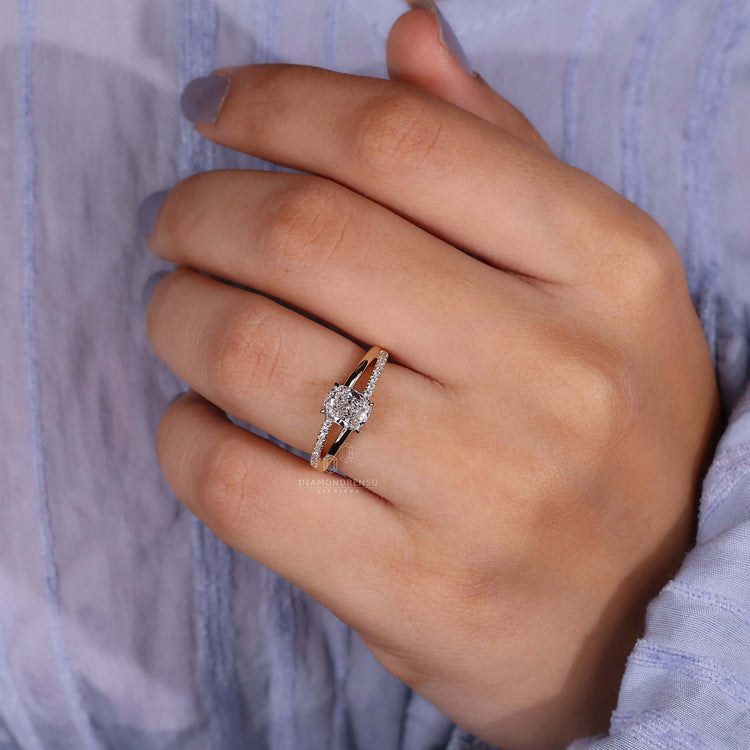 Split Shank Pave Engagement Ring offering a brilliant sparkle with pave diamonds set in a unique split shank design.