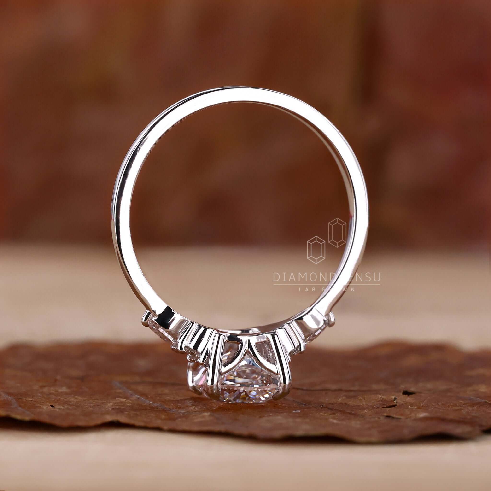 Cushion diamond ring featuring a cushion shape and 4 Round Diamond with Side Stones for a standout look.