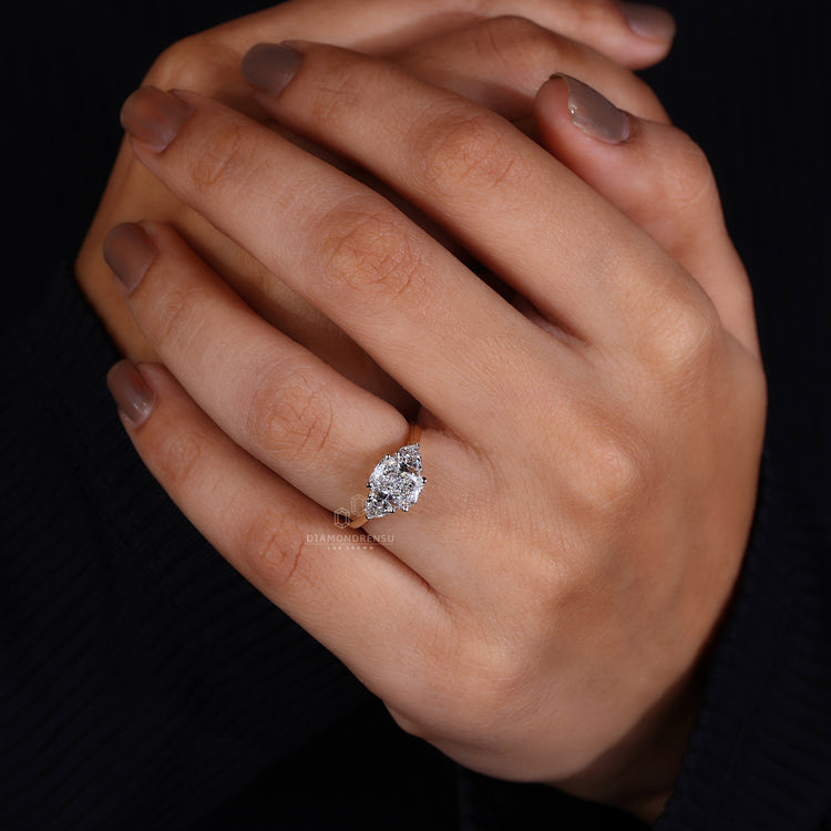Prong setting on 3 stone diamond ring