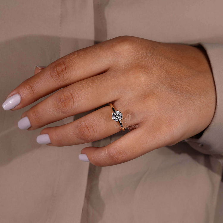 Engagement ring solitaire with 6 prong handmade craftsmanship.
