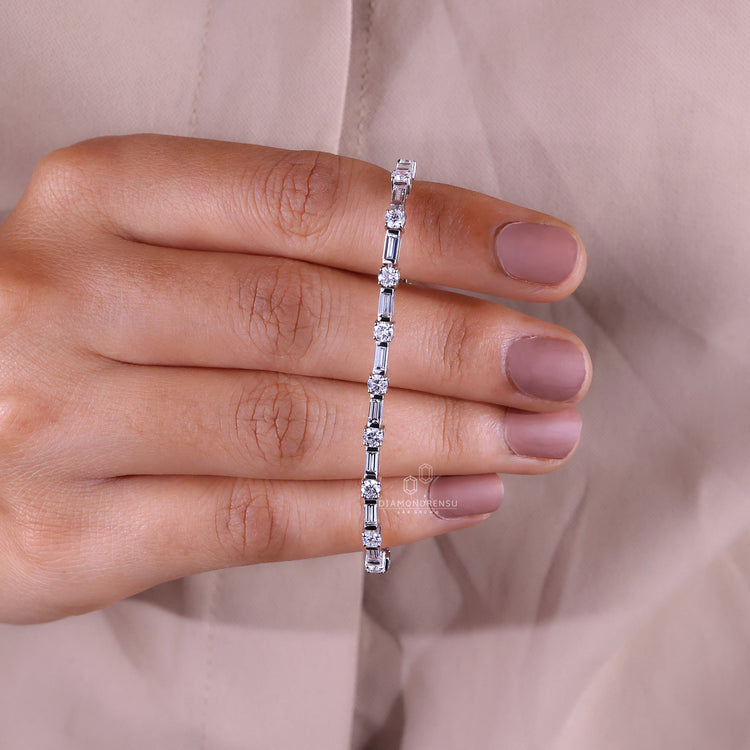 Unique diamond bracelet crafted in white gold with custom detailing.