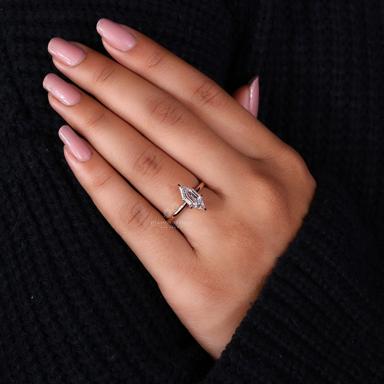 Lab grown diamond set in a 6 claw prong setting ring.