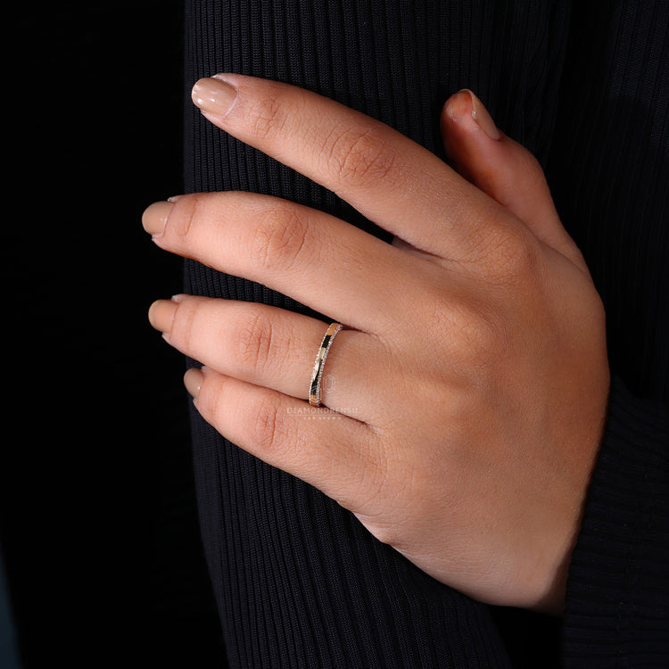 Wedding band UK with round cut diamonds.