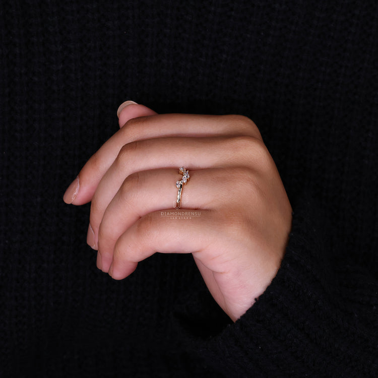 Lab grown marquise and round diamond band.