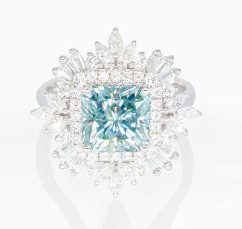 White Gold Cyan Blue Ring White Gold Cyan Blue Ring