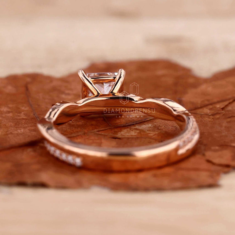 4 prong claw setting highlighting a princess cut ring and elegant pave band.