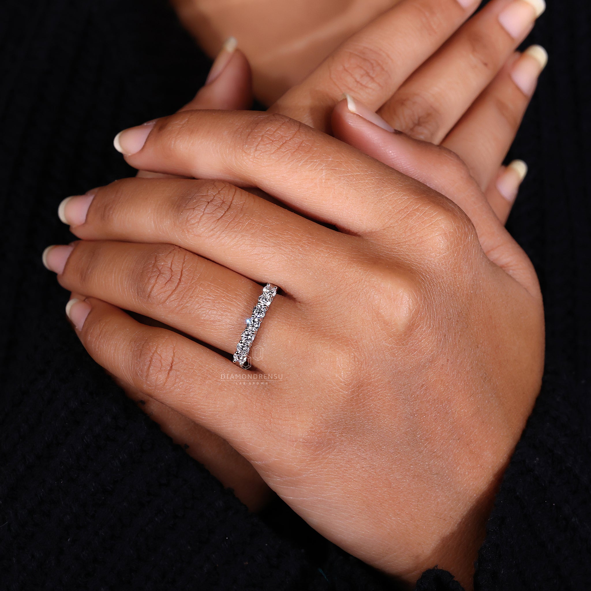 Diamondrensu UK white gold wedding band.
