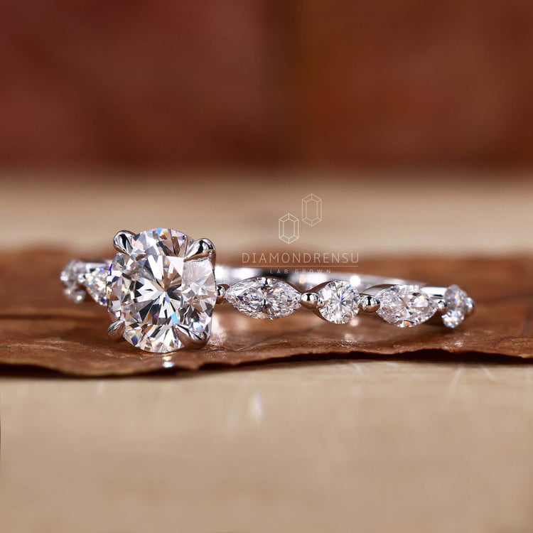 White gold round diamond ring designed for sophisticated elegance.