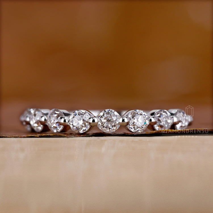 Wedding band UK with Old European cut diamonds.