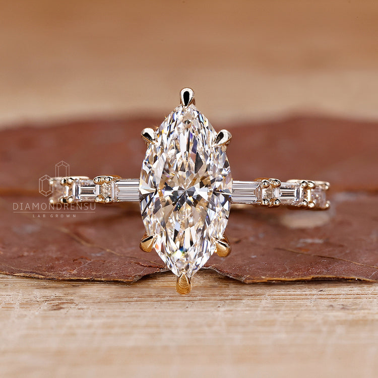 Yellow gold ring with pave setting ring design.