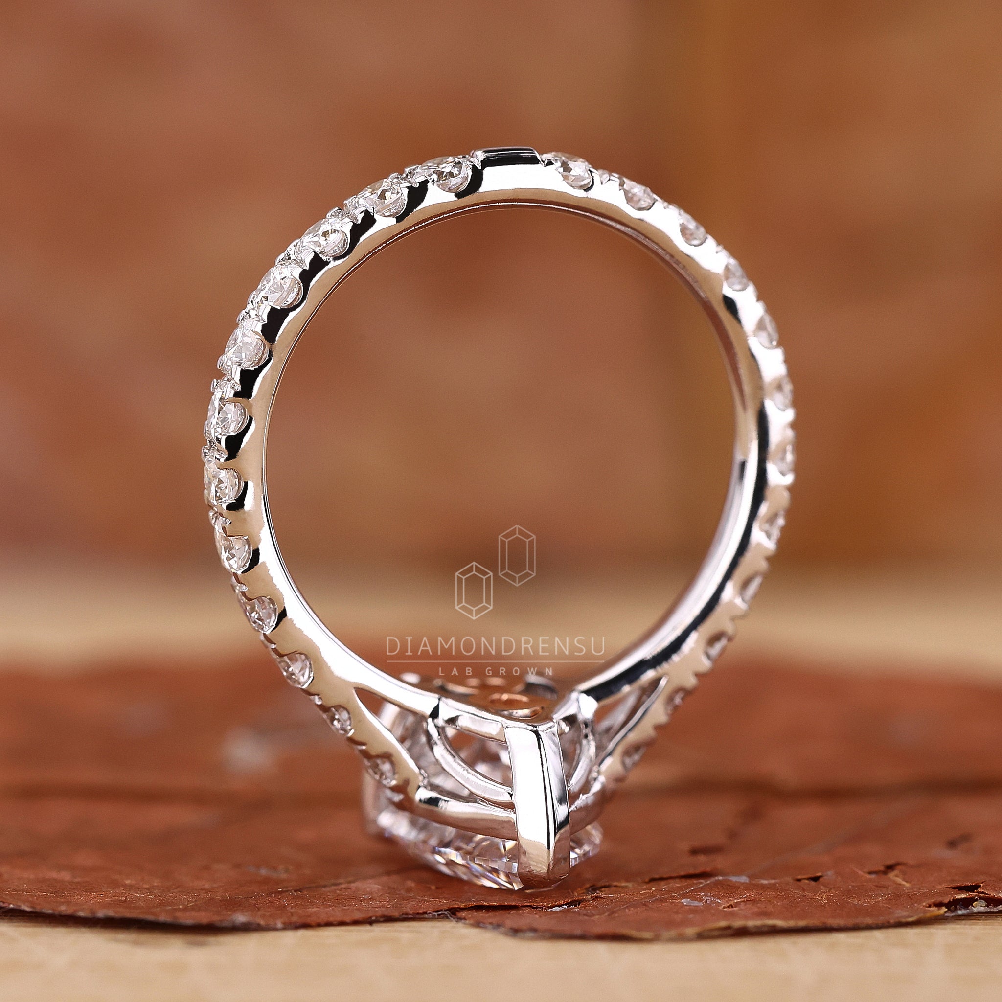 Pave round diamond ring offering radiant sparkle and brilliance.
