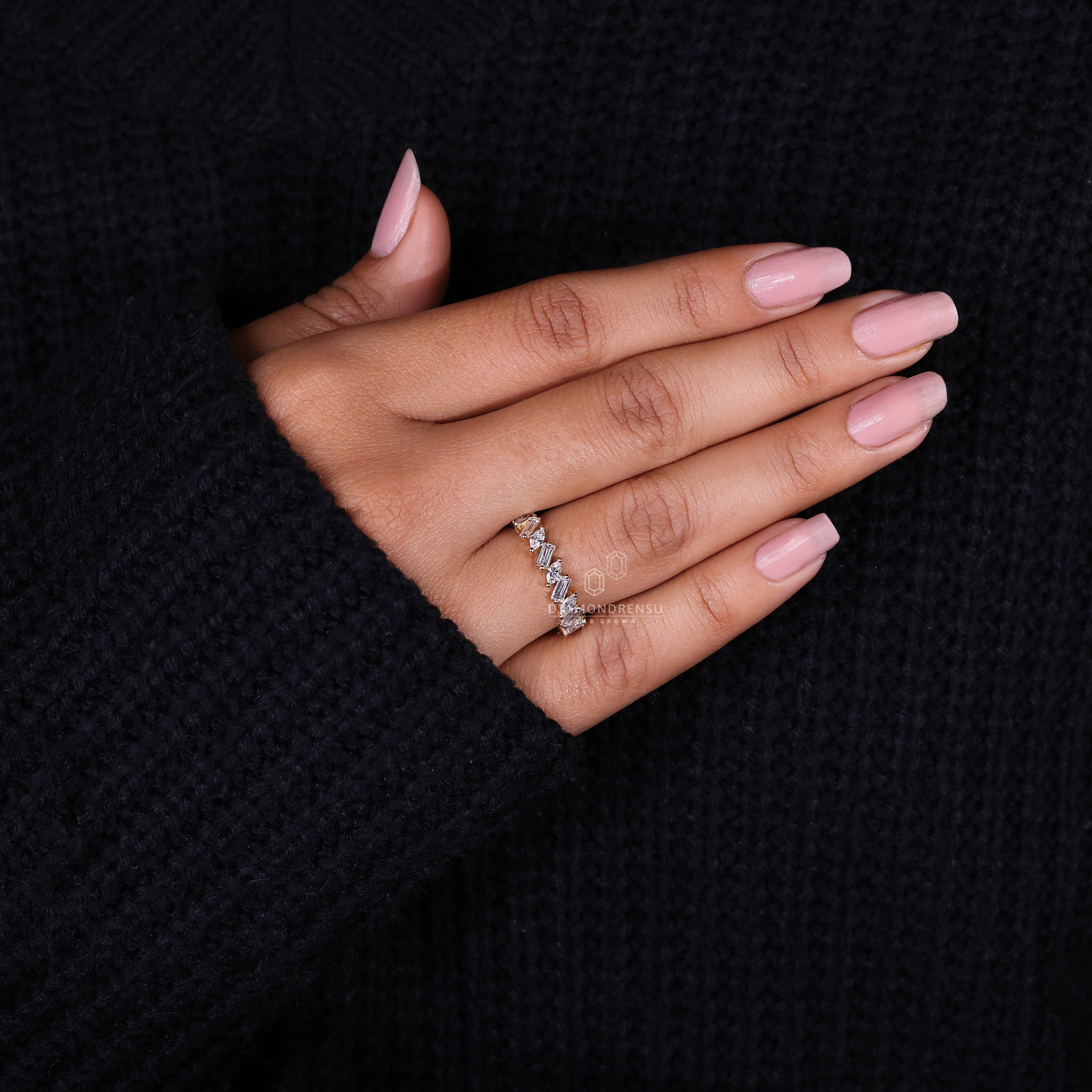 Elegant marquise and baguette diamond band UK.