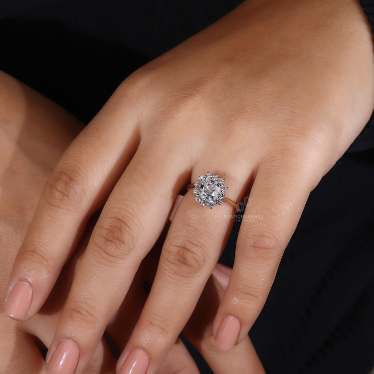 Buy engagement ring with halo design in UK.