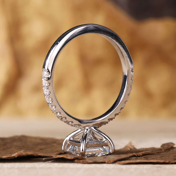 Sleek princess cut ring designed for unique and graceful wear.