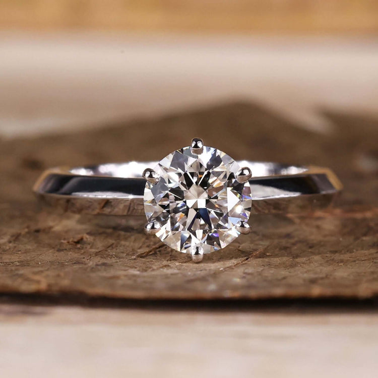 Solitaire diamond ring with a timeless design for engagement.