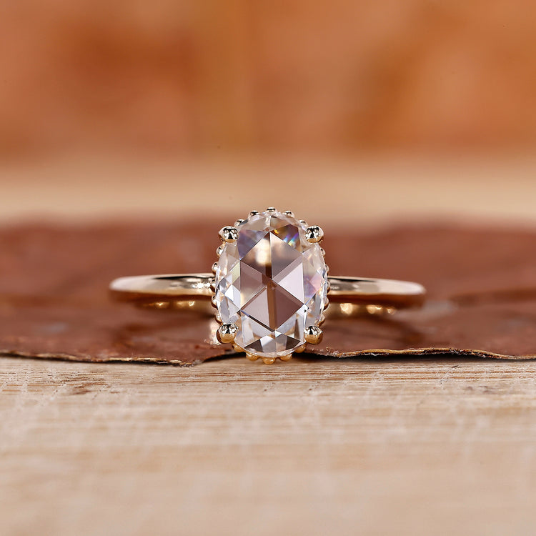 Rose Cut Diamond Ring with yellow gold ring