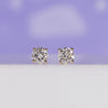 Yellow gold round diamond stud earrings.
