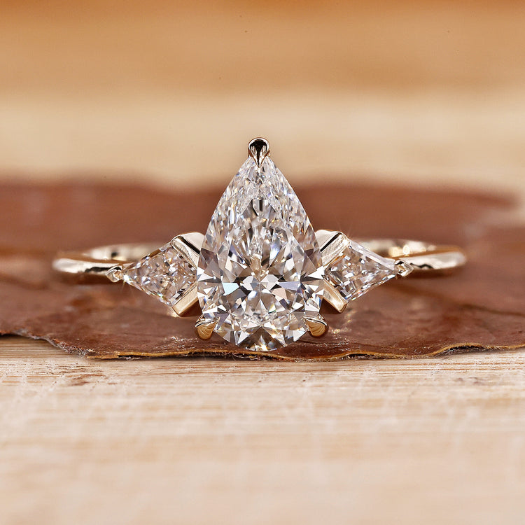 Pear Shaped Diamond Ring with claw prong ring