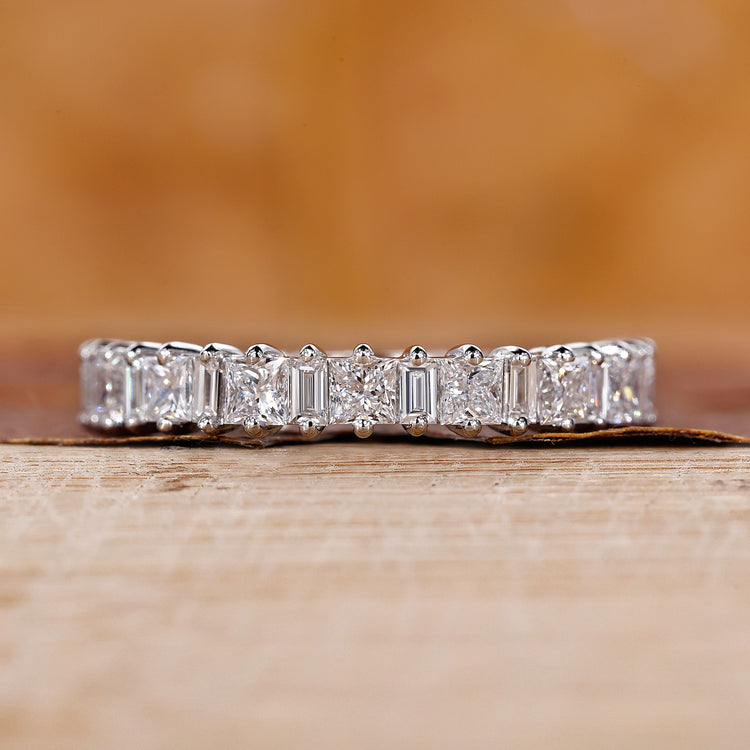 Princess Cut Wedding Band in prong setting
