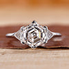 Hexagon diamond engagement ring in white gold