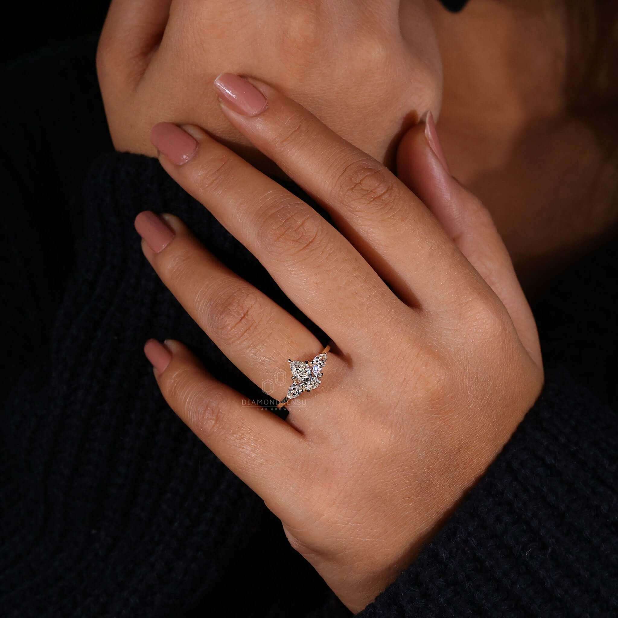 Handmade jewellery with a teardrop ring design for women.
